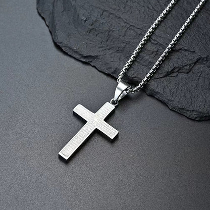 Unfading Stainless Steel Cross Pendant – Inspirational Engraving