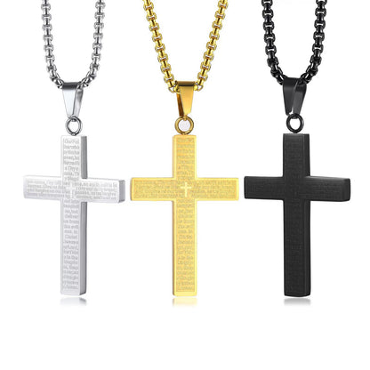 Unfading Stainless Steel Cross Pendant – Inspirational Engraving