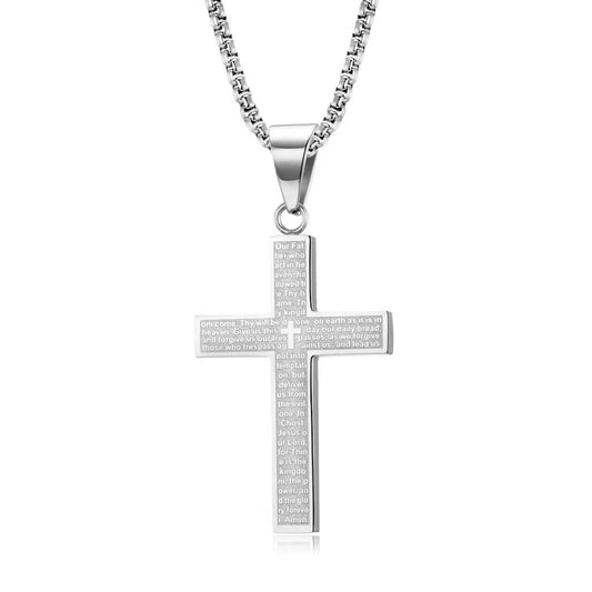 Unfading Stainless Steel Cross Pendant – Inspirational Engraving