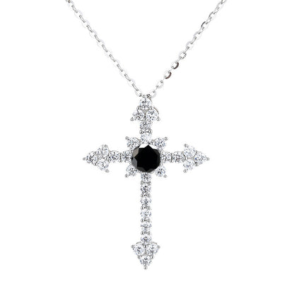 Starburst Moissanite Cross Necklace – 925 Sterling Silver