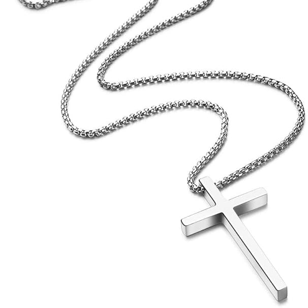 925 Sterling Silver Cross Necklace – Unisex Pendant, 16 Inch Chain