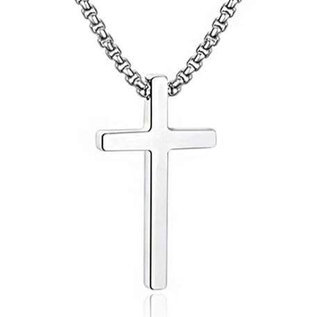 925 Sterling Silver Cross Necklace – Unisex Pendant, 16 Inch Chain
