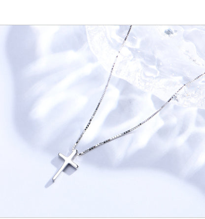 925 Sterling Silver Cross Necklace – Unisex Pendant, 16 Inch Chain