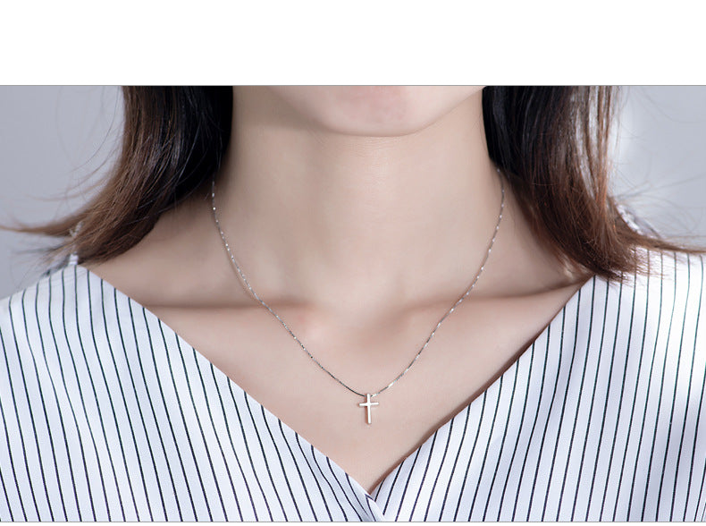 925 Sterling Silver Cross Necklace – Unisex Pendant, 16 Inch Chain