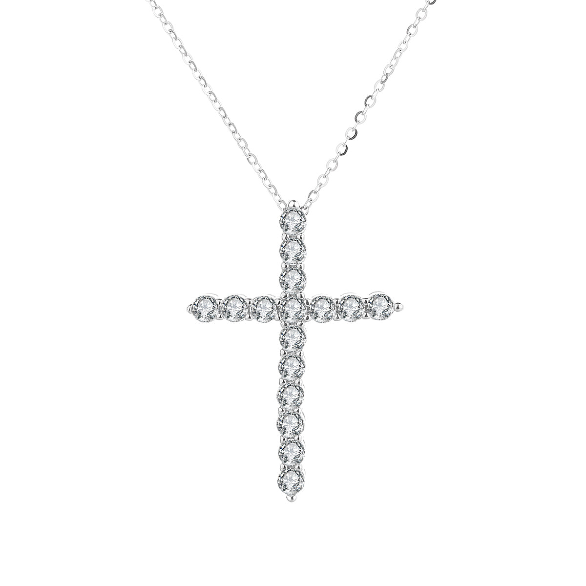 Everlight Moissanite Cross Pendant – 925 Sterling Silver