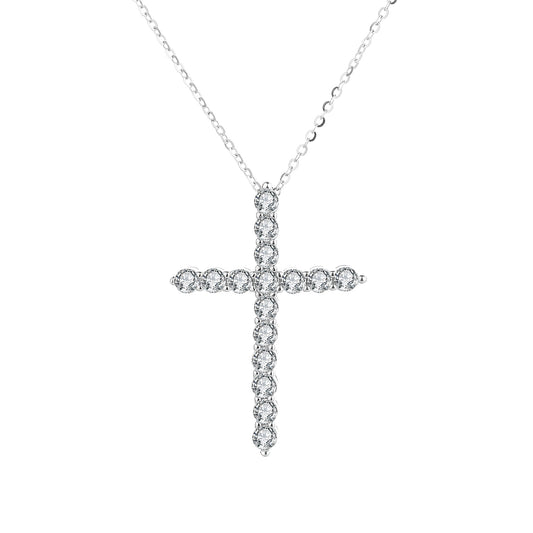 Everlight Moissanite Cross Pendant – 925 Sterling Silver